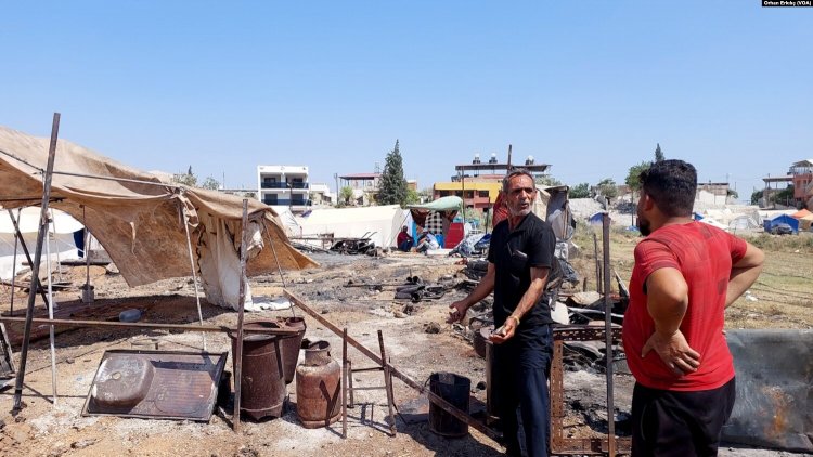 Suriyeli depremzedelerin kaldığı çadır kentte yangın çıktı: 45 çadır kül oldu