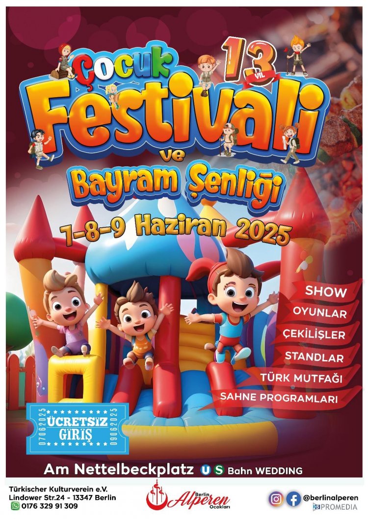 Berlin Alperen Ocakları’ndan 13. Çocuk Festivali ve Bayram Şenliği
