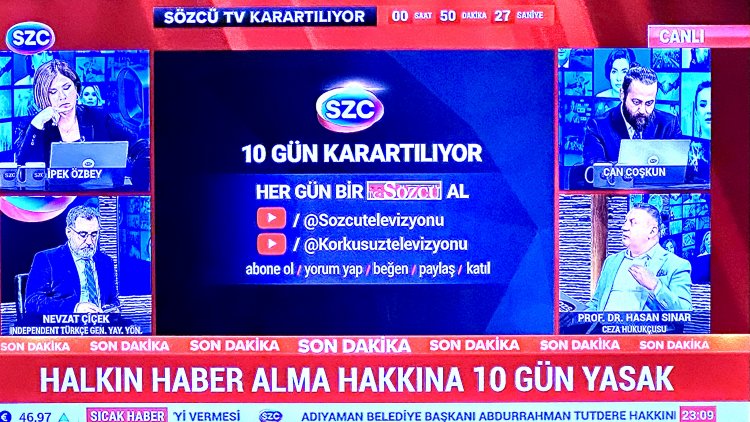 Sözcü TV 10 gün süreyle karartıldı