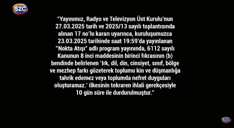 Sözcü TV 10 gün süreyle karartıldı