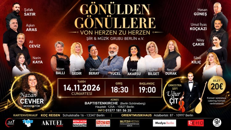 Berlin’de “Gönülden Gönüllere” Şiir ve Müzik Gecesi Düzenleniyor